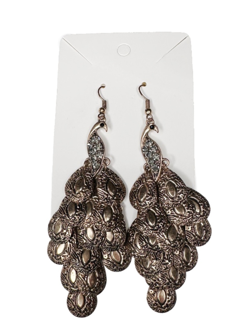 5/$25 😻 Jennifer Lopez Metallic Peacock Drop Earrings in Antique Gold-tone
